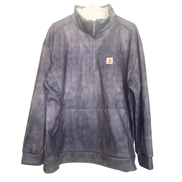 Carhartt Gray Purple Fleece Jacket 1XL Zip Pullover Kangaroo Pocket Outerwear - Picture 1 of 4